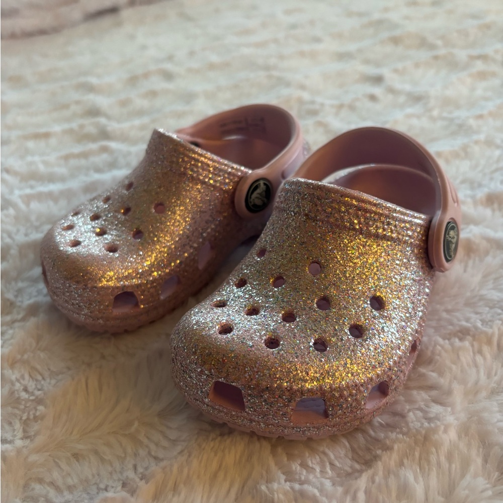Crocs Glitter Pink Toddler Clogs